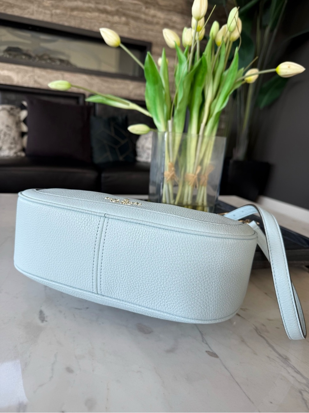 New Kate Spade Leila Pebbled Leather Shoulder/Crossbody Bag Crisp Sky - Picture 11 of 16